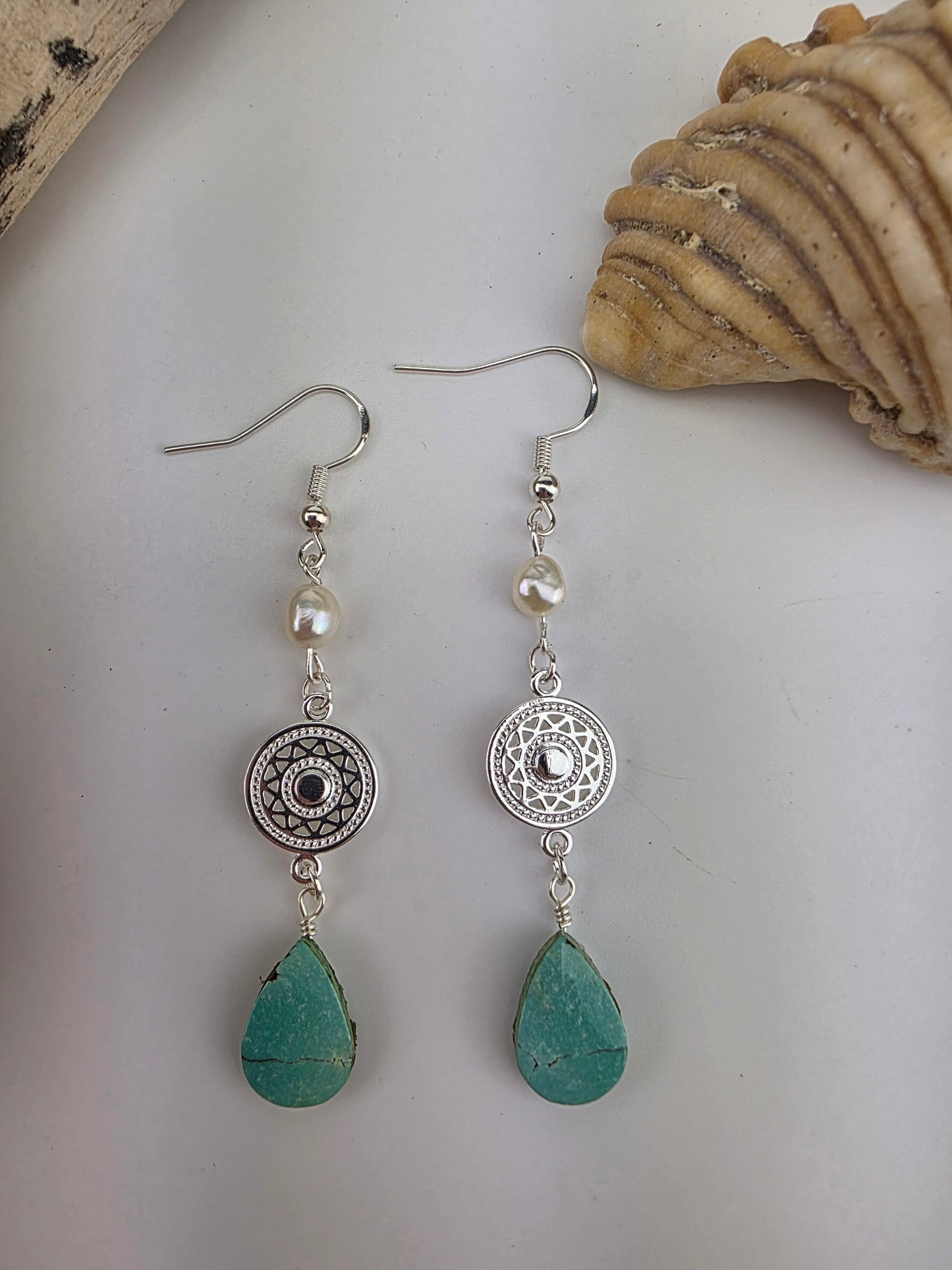 Tibetan Turquoise Pearl dangles