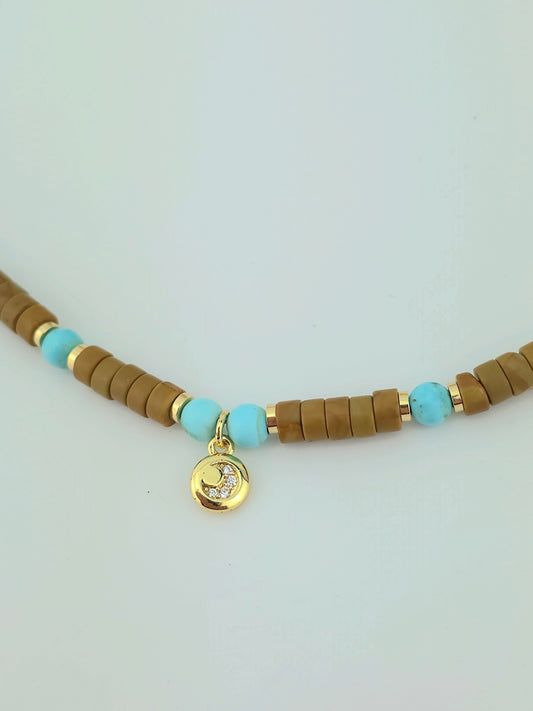 Peruvian blue opal/woodlace stone/coral