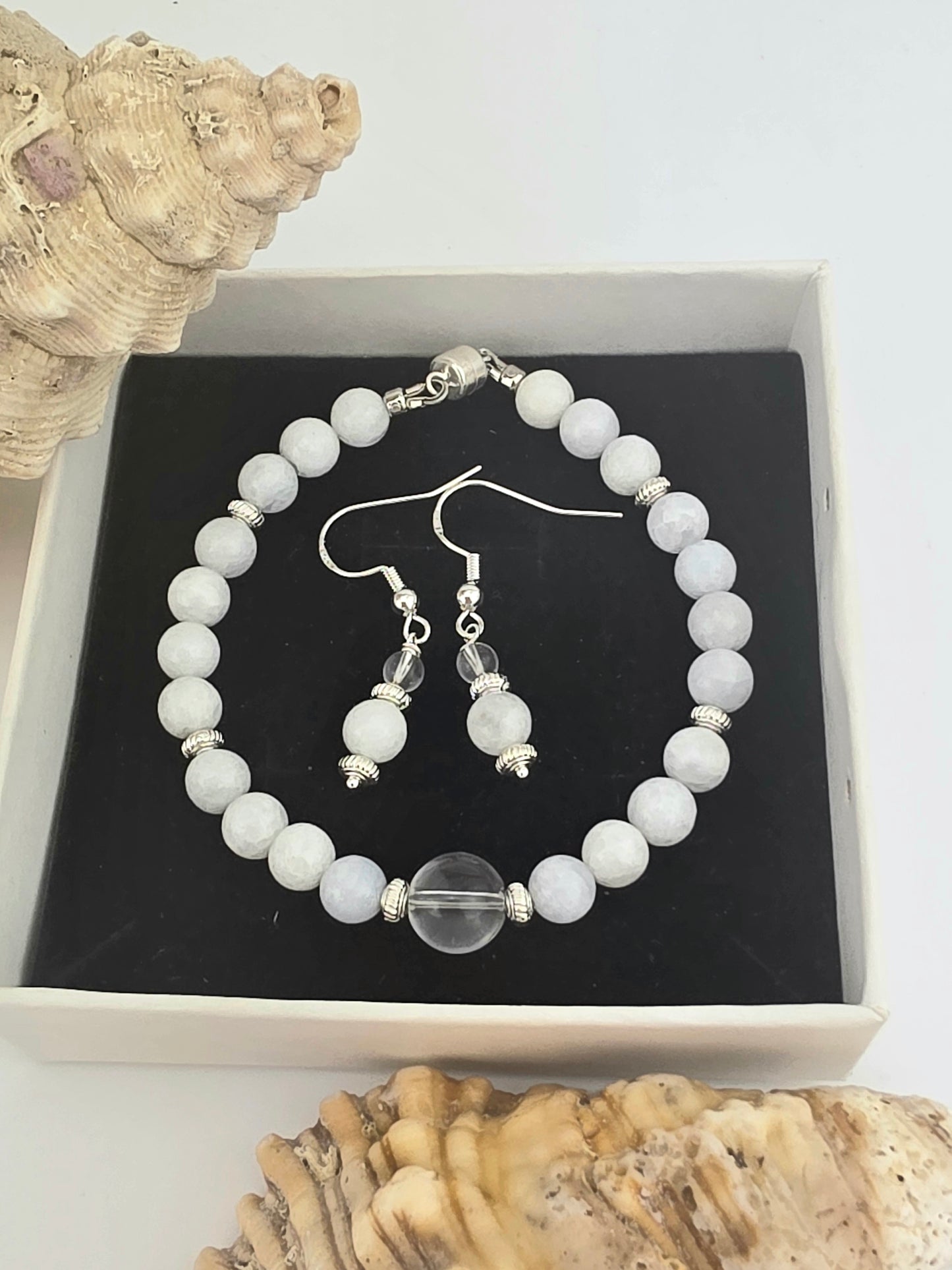 Celestite clear quartz Tibetal spacers