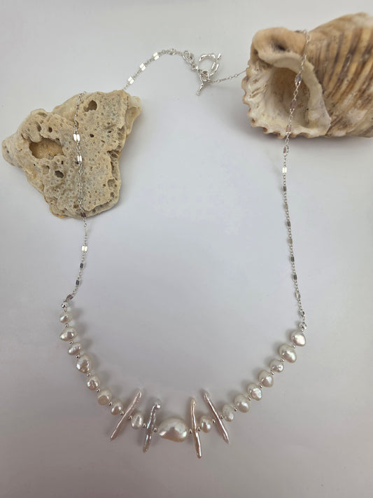 Sterling Silver Keshi Pearl Elegance