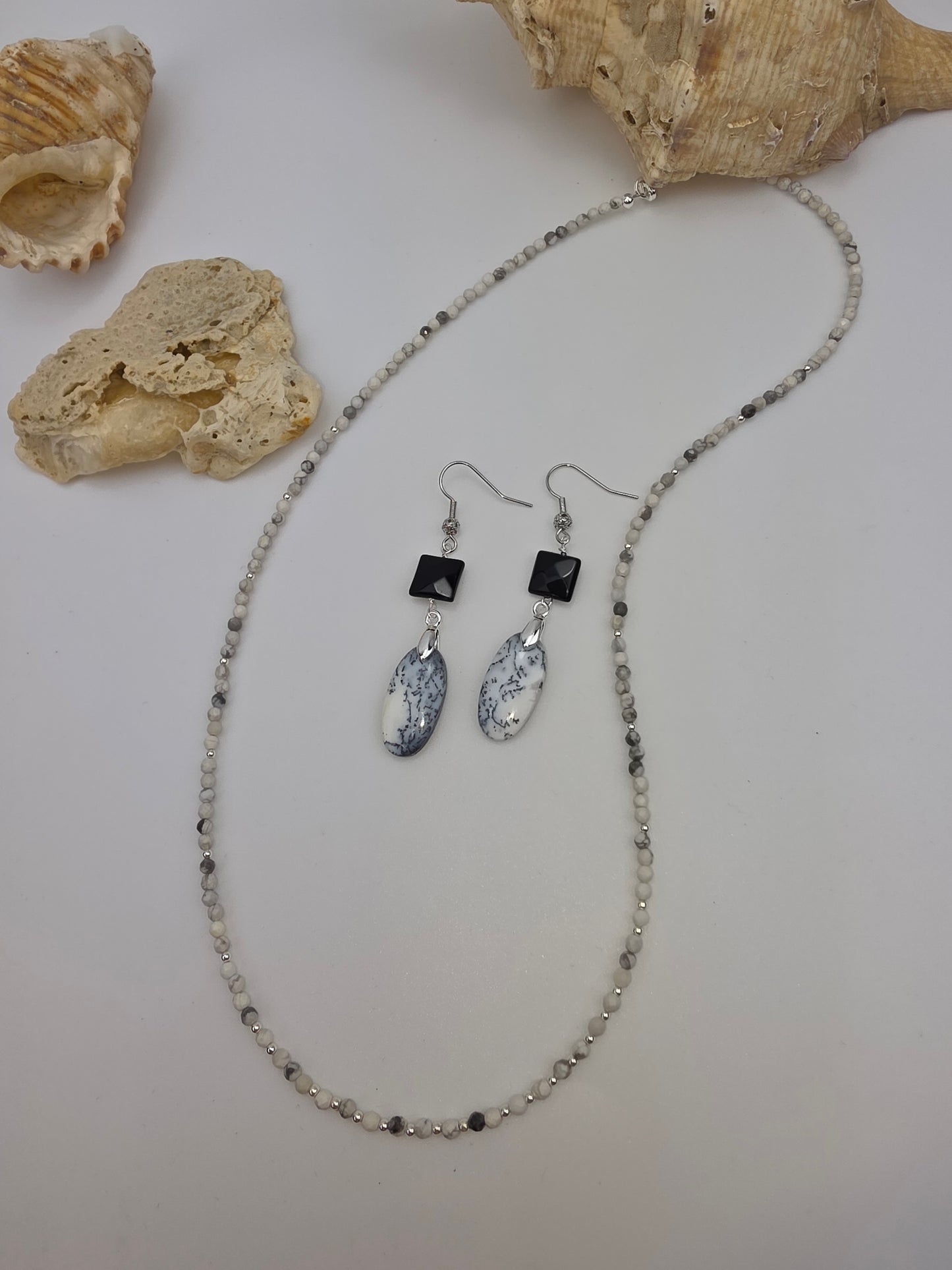 Dendrite Opal Set dangles and necklace