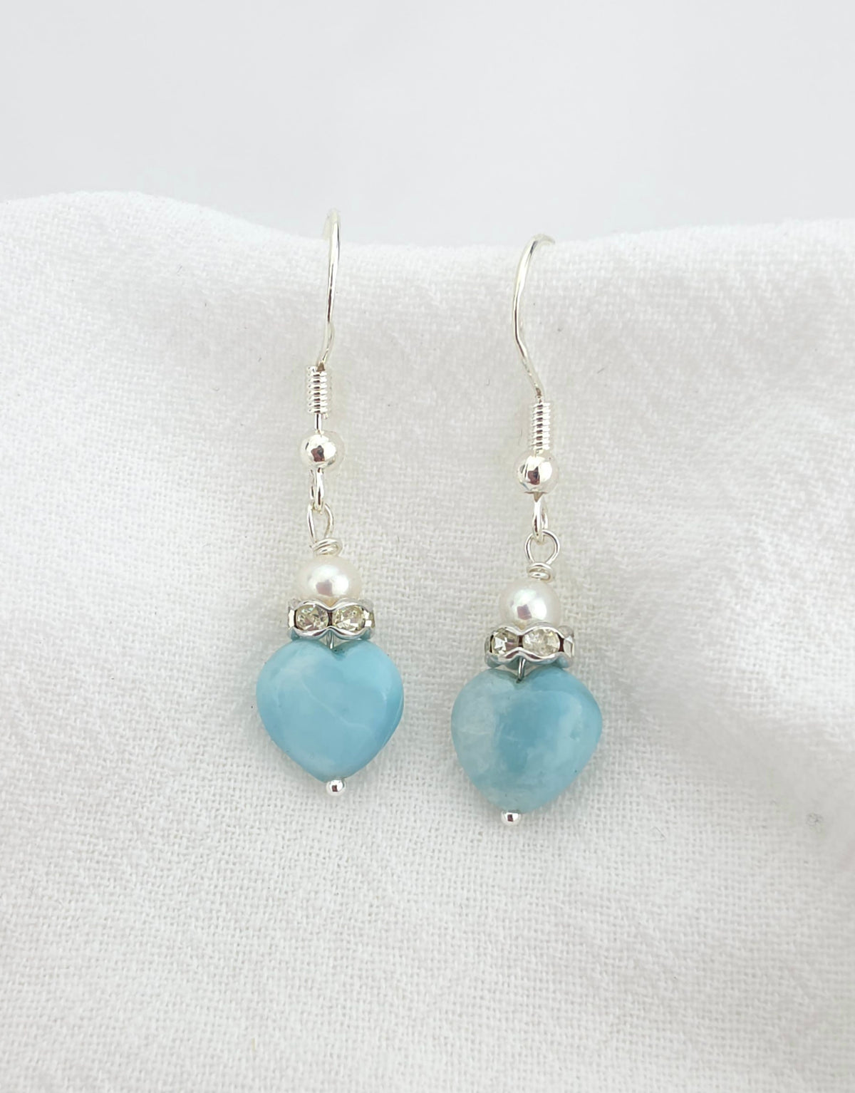 Larimar/clear crystal/4AAAA pearl