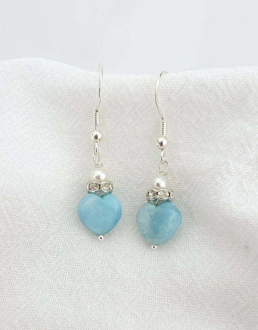Larimar/clear crystal/4AAAA pearl