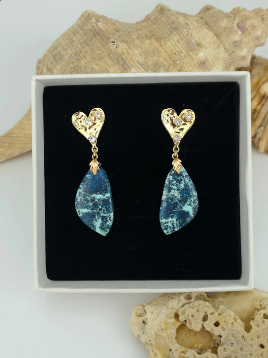 Shattuckite Heart stud with ZC