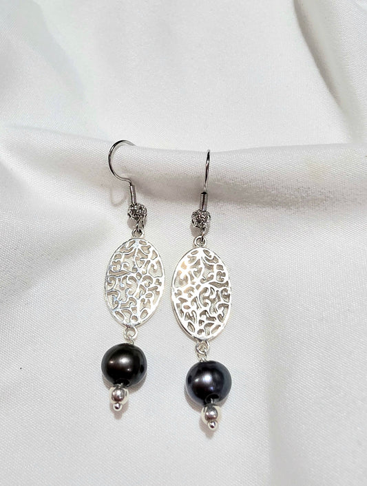 Sterling Silver Filligree/peacock Pearl