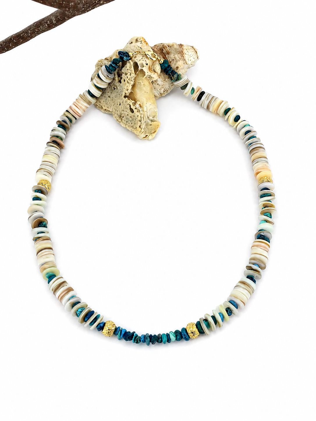 12mm Sea Shell Heishi/Chrysocolla