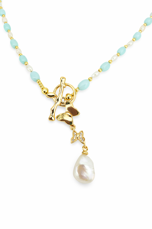 Peruvian Opal/Vintage Japanese rice Pearls