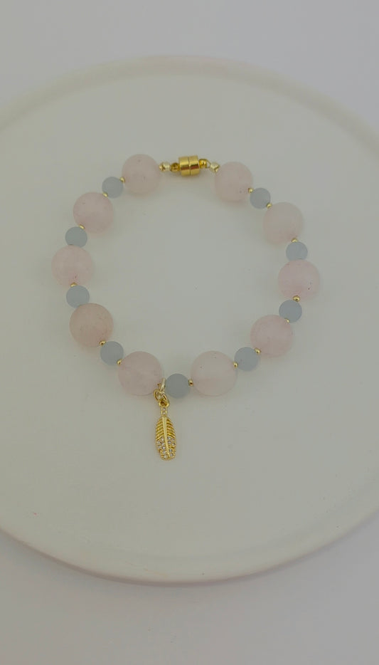 Rose quartz/aquamarine